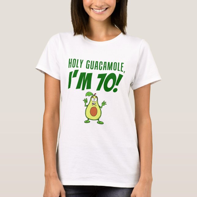 Heliga Guacamole I är 70 Tecknader Avocado T Shirt (Framsida)