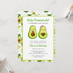 Heliga Guacamole Kawaii Avocado Baby Shower Inbjudningar