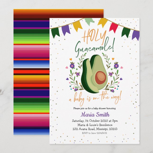 Heliga Guacamole Mexican Baby Shower-inbjudan Inbjudningar (Fram/baksida)