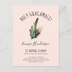 Heliga Guacamole Mexican Cactus Baby Shower Inbjudan Vykort