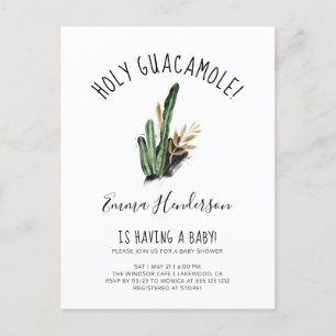 Heliga Guacamole Mexican Cactus Baby Shower Inbjudan Vykort