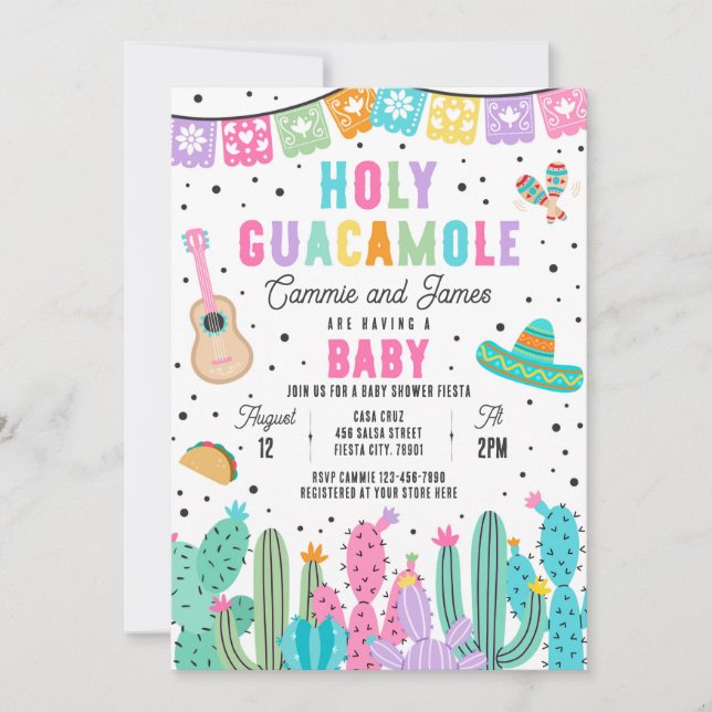 Heliga Guacamole Mexican Fiesta Baby Shower Inbjudningar (Framsida)