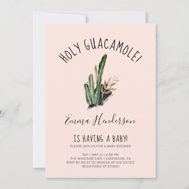 Heliga Guacamole Mexican Modern Baby Shower (Framsida)