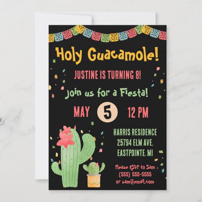 Heliga Guacamole! Mexikansk fiesta-Födelsedagsfest Inbjudningar (Framsida)