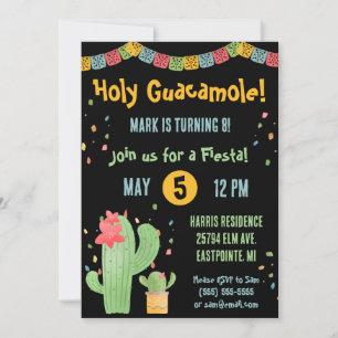 Heliga Guacamole! Mexikansk fiesta-Födelsedagsfest Inbjudningar