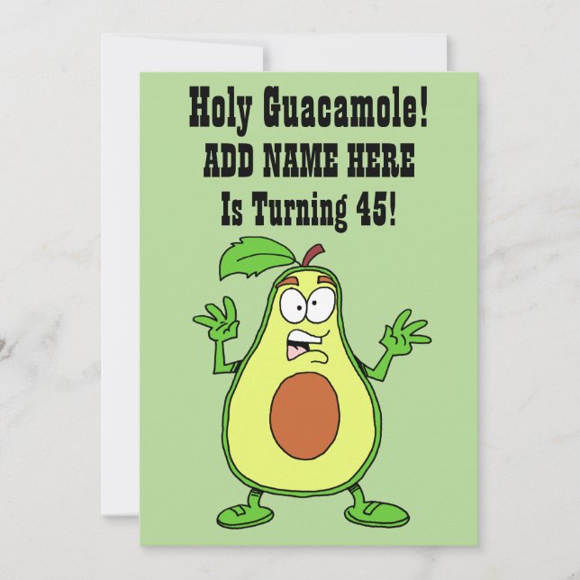 Heliga Guacamole Någon håller på att vända 45 Avoc Inbjudningar (Framsida)