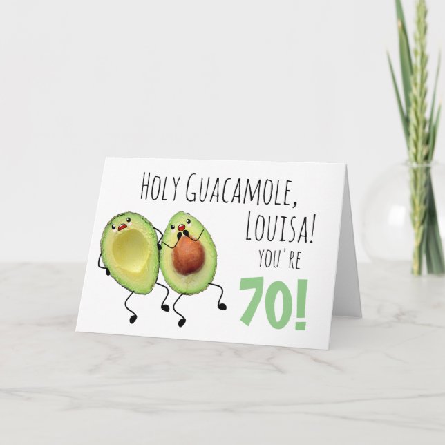 Heliga Guacamole Personlig 70:e födelsedagskortet Kort (Framsida)