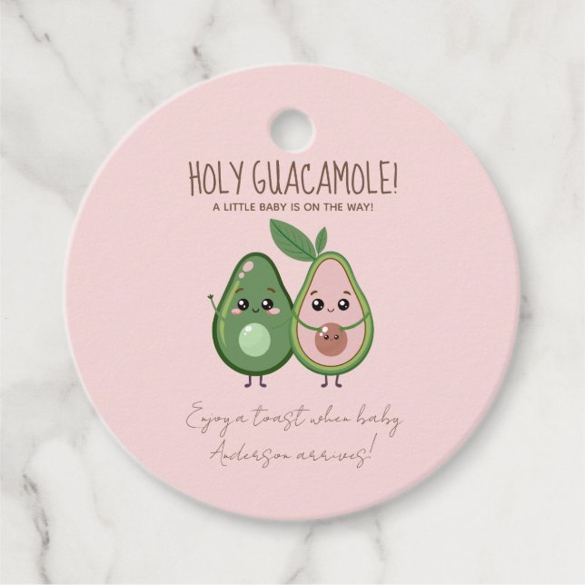 Heliga Guacamole Rosa Avocado Baby Shower Gåvor Etiketter (Framsida)