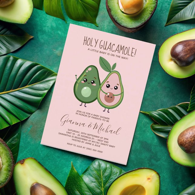 Heliga Guacamole Rosa Avocado Baby Shower Inbjudningar (Skapare uppladdad)
