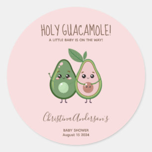 Heliga Guacamole Rosa Avocado Baby Shower Runt Klistermärke
