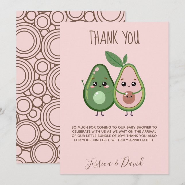 Heliga Guacamole Rosa Avocado Baby Shower Tack Kort (Fram/baksida)