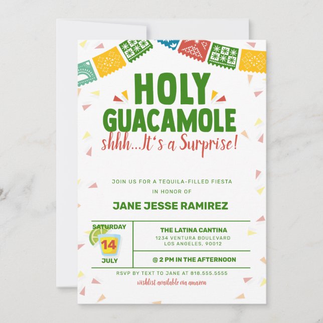 Heliga Guacamole Surprise Fiesta Inbjudningar (Framsida)