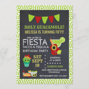 Heliga Guacamole Tacos & Tequila Födelsedagsfest I Inbjudningar