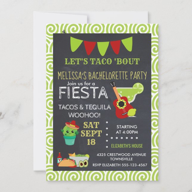 Heliga Guacamole Tacos & Tequilafester Inbjudningar (Framsida)
