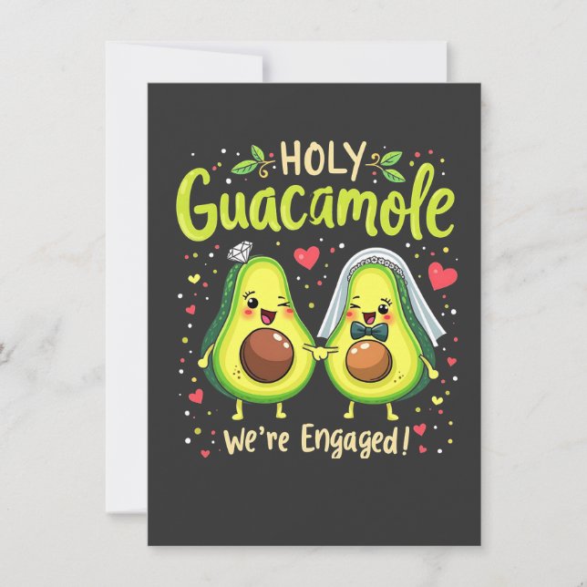 Heliga Guacamole Vi är Engaged Par Bride Inbjudningar (Framsida)