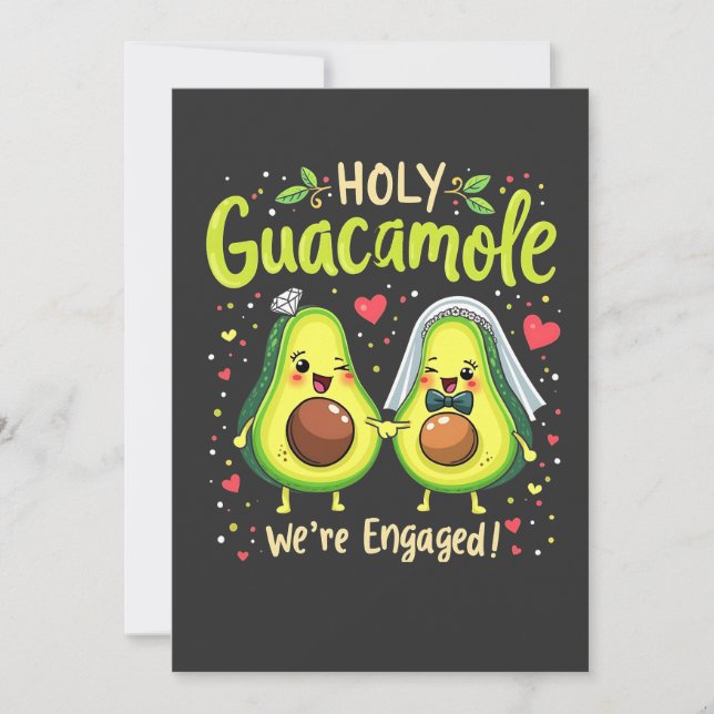 Heliga Guacamole Vi är Engaged Par Bride Inbjudningar (Framsida)