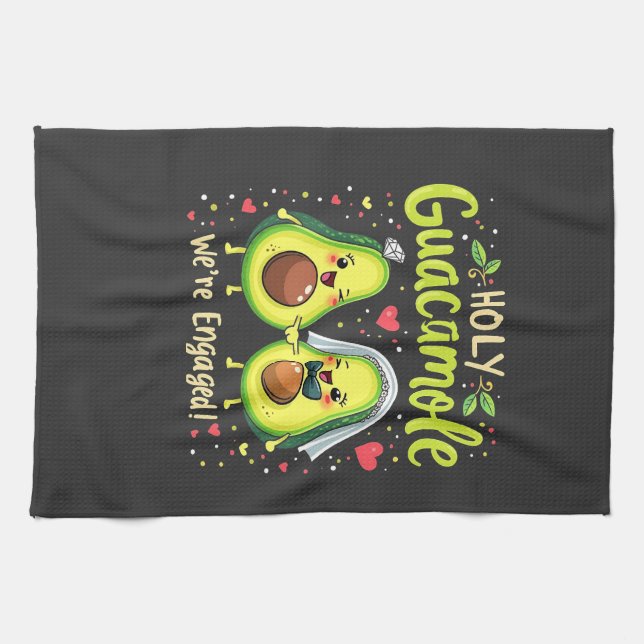 Heliga Guacamole Vi är Engaged Par Bride Kökshandduk (Horisontell)