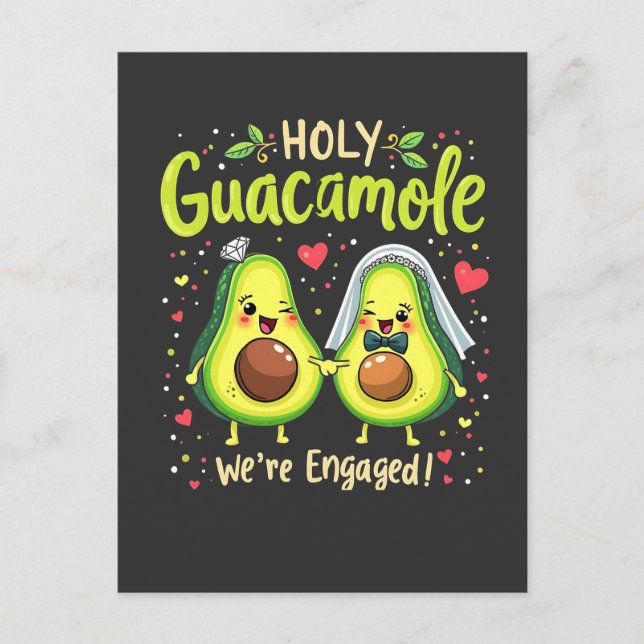 Heliga Guacamole Vi är Engaged Par Bride Vykort (Framsida)