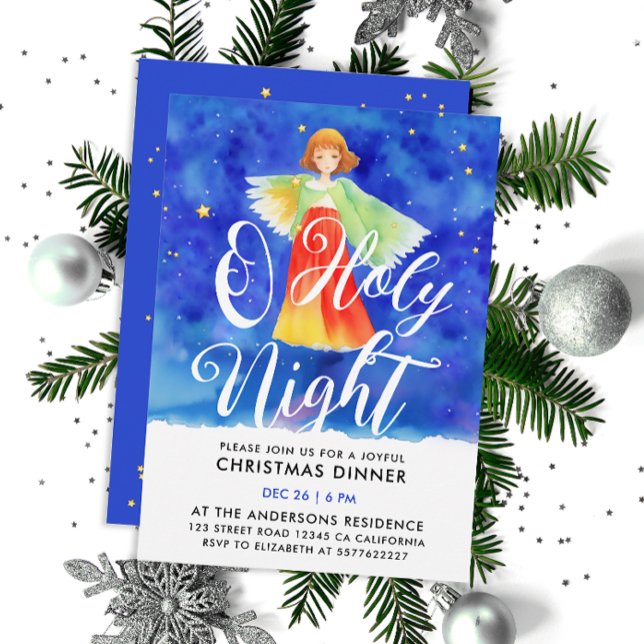 Heliga Guardian Angel Blating jul Watercolor Inbjudningar (Skapare uppladdad)