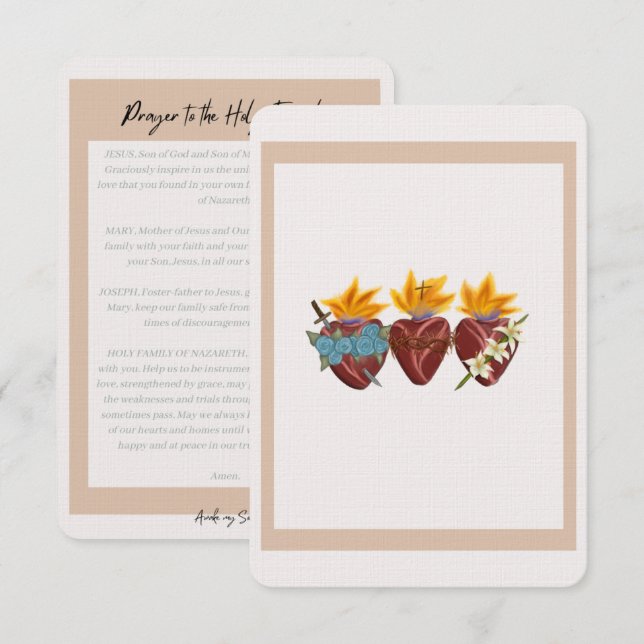 Heliga Hearts Prayer Card Tack Kort (Fram/baksida)