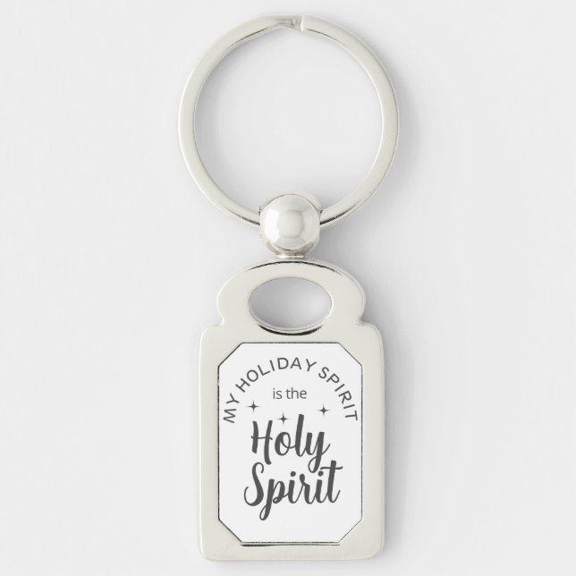 Heliga Helgdag Spirit Christian Religiösa jul Rektangulärt Silverfärgad Nyckelring (Framsidan)