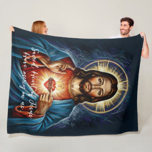 Heliga hjärtans Jesus konstnärliga kritteckning ta Fleecefilt