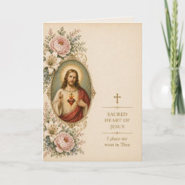 Heliga hjärtas Jesu Förtröstar på Dig Blommiga Kat Kort