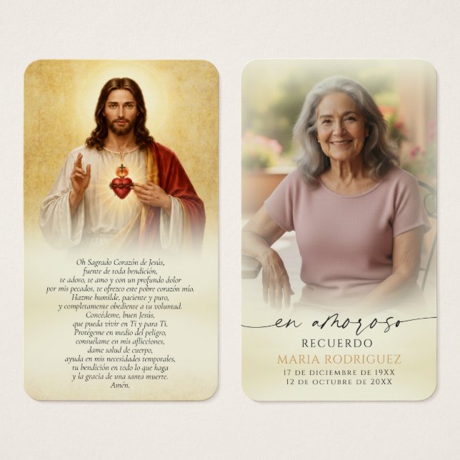 Heliga hjärtat Jesus minnesbönekort Visitkort (Framsida & baksida)