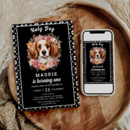 Heliga Hund, jag är en! Hund Girl 1st Birthday Inbjudningar