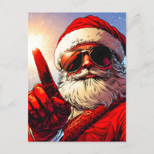 Heliga Jolly Santa Divine Glow Helg Vykort