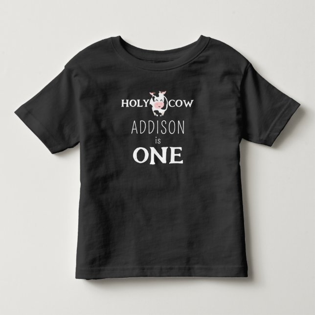Heliga ko 1-års födelsedagsgårdsdjur t shirt (Framsida)