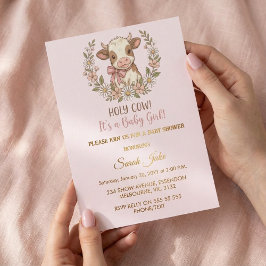 Heliga ko det är en babyflicka-babyshower inbjudningar