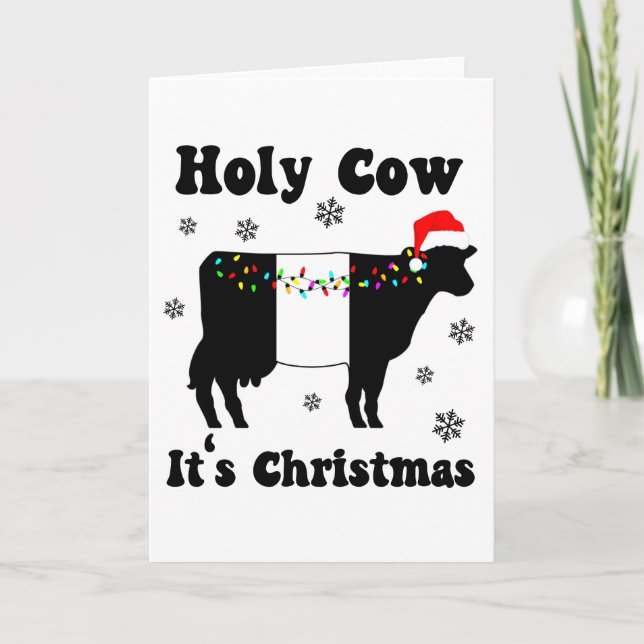 Heliga ko det är jul Bältad Galloway Beltie Ko Kort (Framsida)