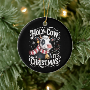 Heliga ko det är jul rolig koälskare gårdsdjur julgransprydnad keramik