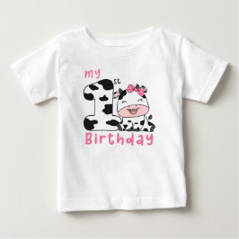 Heliga Ko Flicka 1-års Födelsedagsfest  T Shirt