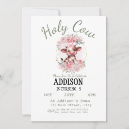 Heliga Ko Flicka 5-års födelsedagsinbjudan Inbjudningar