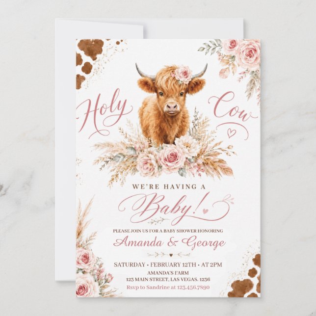 Heliga Ko Flickas Babyshower Inbjudningar (Framsida)