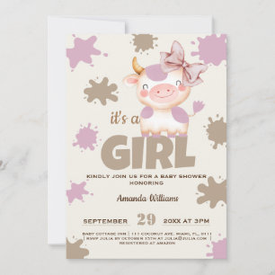 Heliga ko gårdsdjur Flicka baby shower Inbjudningar