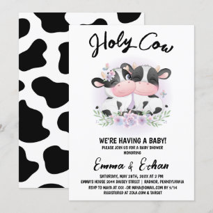 Heliga ko Gender Reveal Baby Shower Inbjudningar