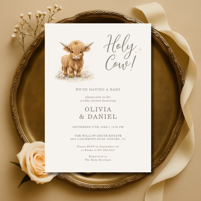 Heliga Ko Highland Ko Par Baby Shower Inbjudningar (Skapare uppladdad)