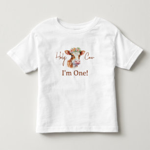 Heliga ko jag är en blomkransad brun 1:a födelseda t shirt