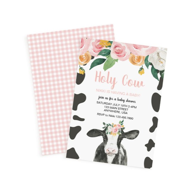 Heliga ko Rosa blommig Baby Shower Inbjudningar (Skapare uppladdad)