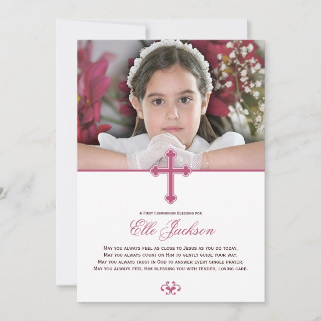Heliga Kor First Communion Photo Keepsak Kort (Framsida)