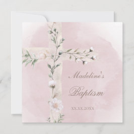 Heliga Kor om dammig rosa vattenfärg Baptism Inbjudningar