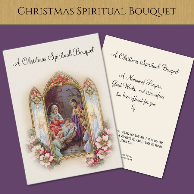 Heliga-kort för jultomhet Andlig Bouquet Visitkort (Traditional Catholic Christmas Spiritual Bouquet Prayer Cards Easy to Personalize! )