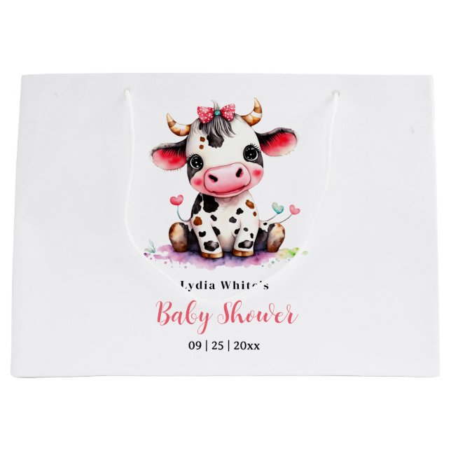 Heliga Kow Baby Shower Minimalist Girl Baby dusch (Framsidan)