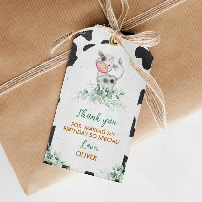 Heliga Kow Birthday Tack Märkre Presentetikett (Skapare uppladdad)