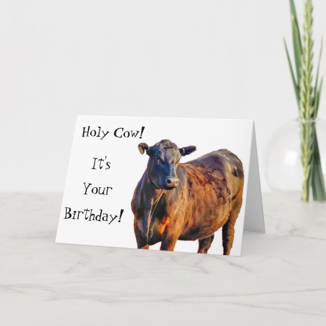 Heliga Kow Det är din födelsedag! Funny Animal Kort (Framsida)