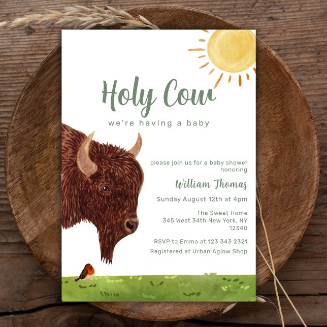 Heliga Kow Farm Animal Baby Shower Inbjudningar (Holy Cow Farm Animal Baby Shower Invitation)