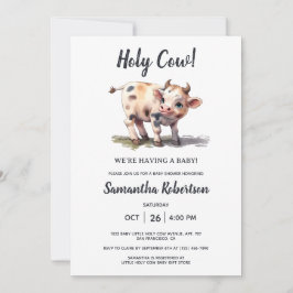 Heliga Kow Farm Animal Gender Neutral Baby Shower Inbjudningar